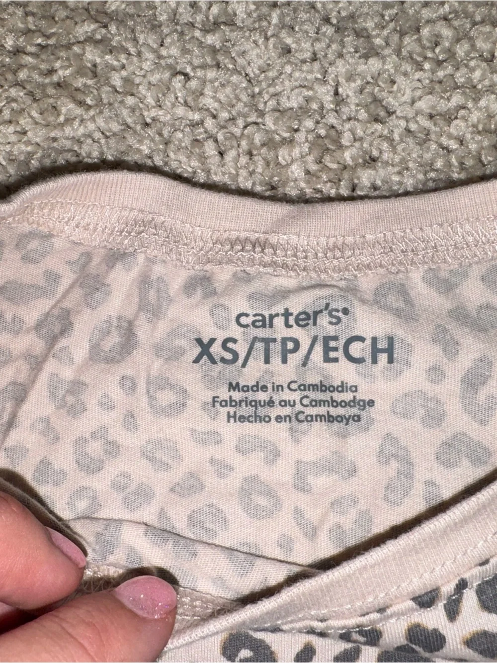Carter’s Leopard Print Pocket Tee XS 4-5